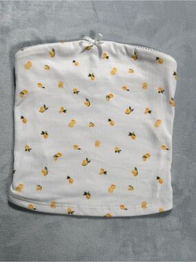 Rue21 XXS Peach Print Ribbed Tube Top Coquette Y2K Crop Worn Once